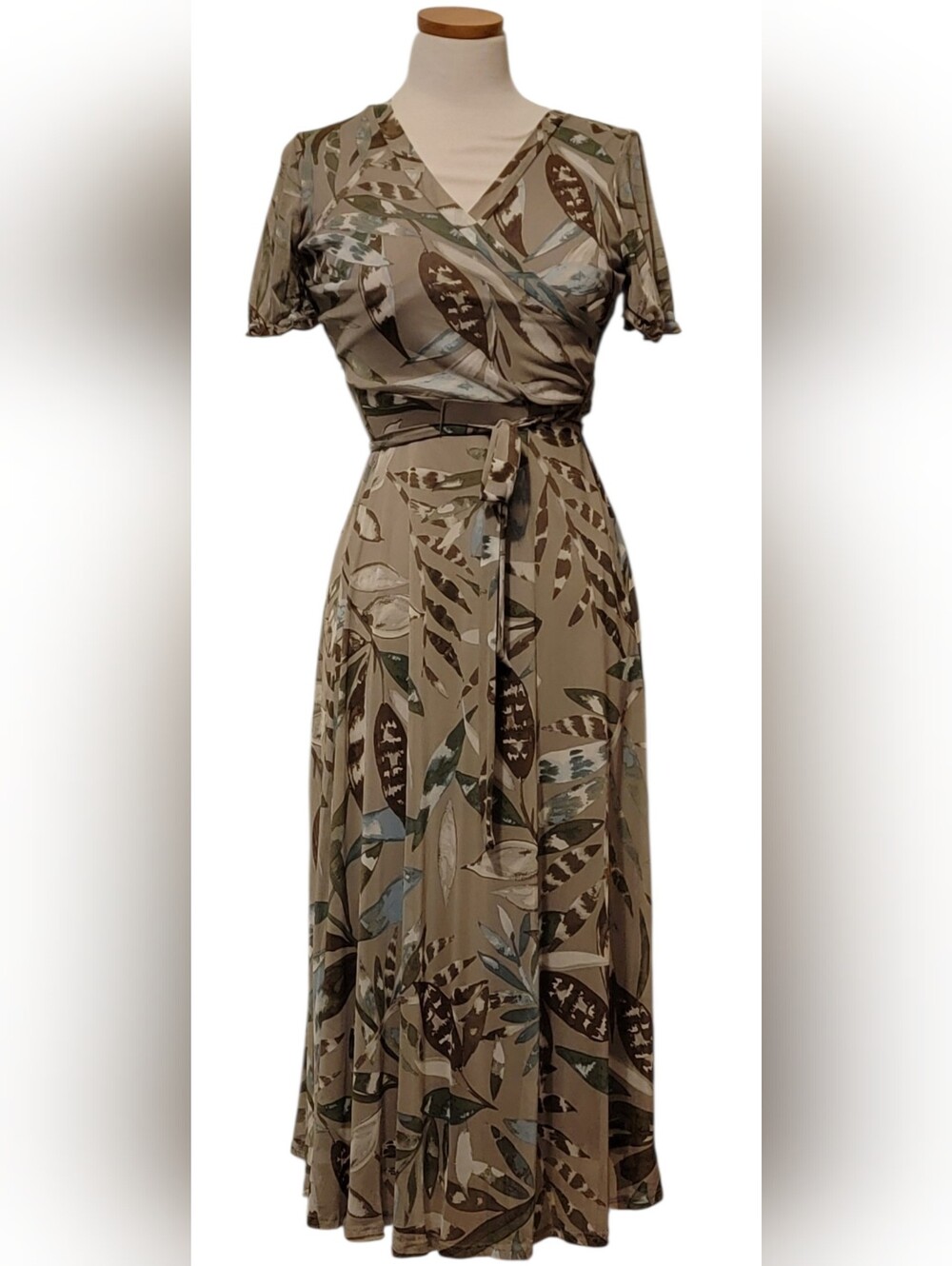 Kate & Lily Wrap Mesh A-line Leaves  Any Occasion Midi Dress